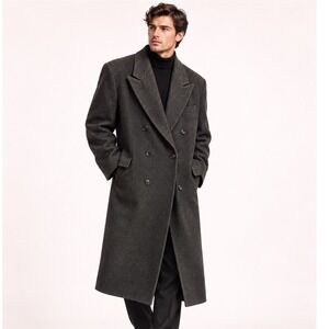 Gore Made in England Charcoal Double Breasted Overcoat Mens L Old Money